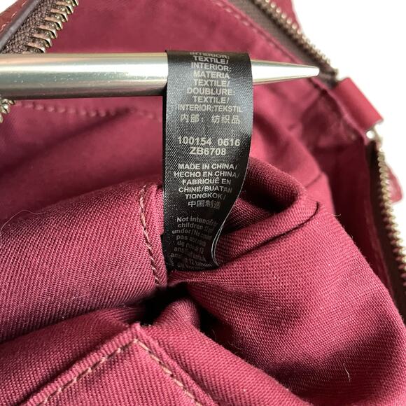 Fossil Dawson Top Zip Pebbled Leather Crossbody Shoulder Bag Purse Wine Burgundy - Picture 14 of 15